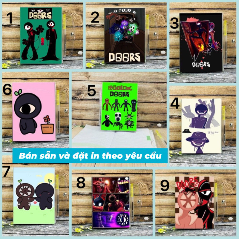 Sổ tay Roblox Doors Ambush figure seek hide Rush Eyes Halt Jack Glitch / sổ viết hình Roblox Doors A