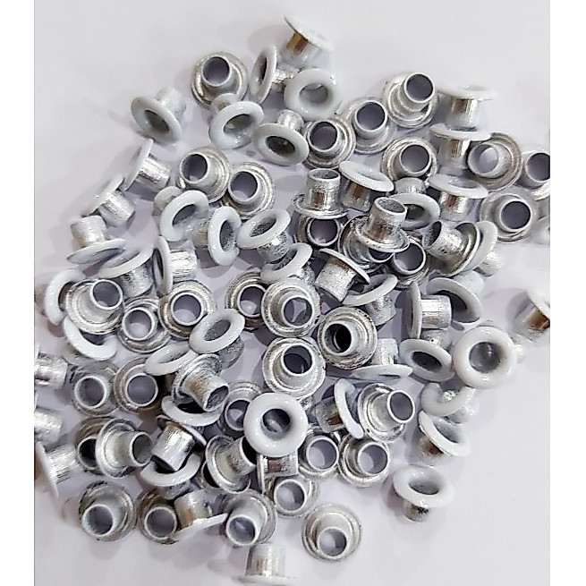 Khoen ore 4mm Khuy mắt cáo 4ly Khoen bấm giày bata, bấm túi giấy, bấm bao bì Bằng NHÔM Bọc sơn trắng