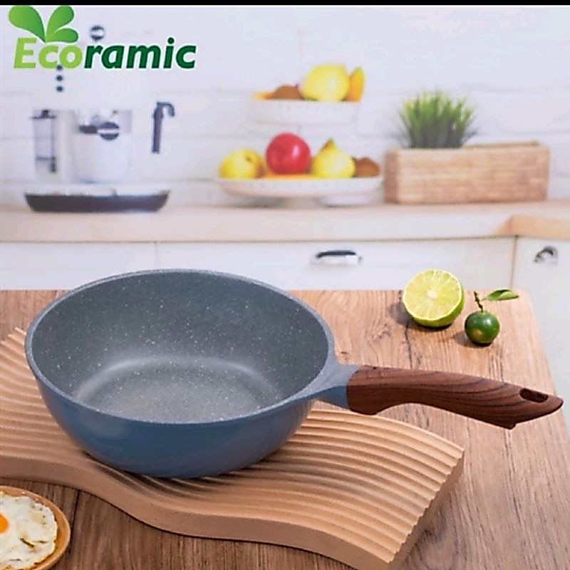 CHẢO VÂN ĐÁ SÂU LÒNG ECORAMIC ĐÁY TỪ 24cm, 26cm, 28cm
