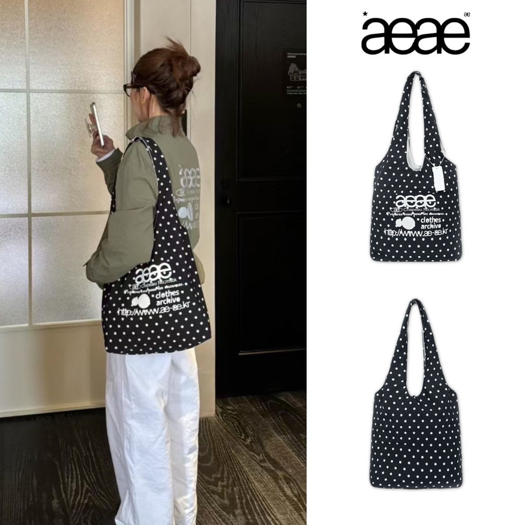 HUAJ South Korea aeae Canvas bag with polka dot letter print, simple and versatile shoulder bag, lar