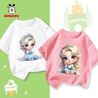 Áo thun bé gái BOBDOG inn hình Elsa dễ thương áo cộc tay cổ tròn chất liệu cotton mỏng mát cho bé