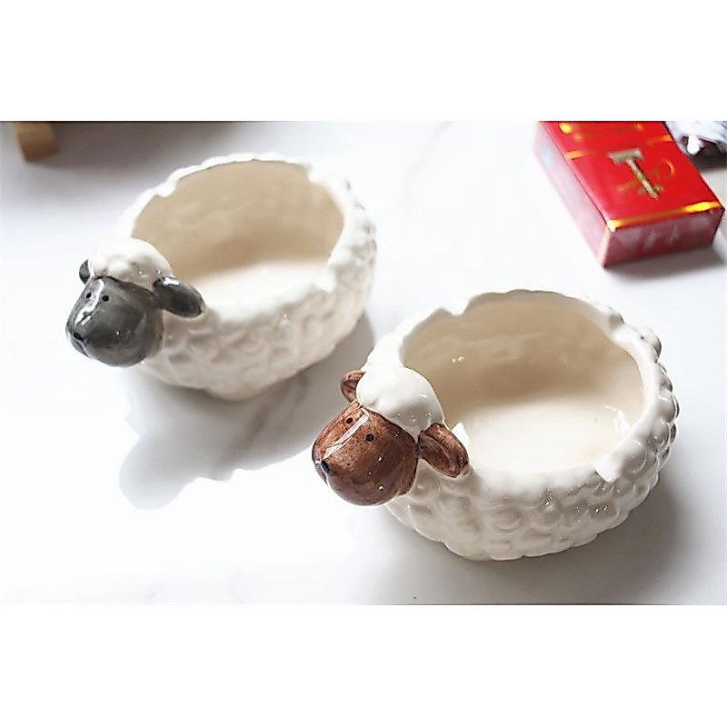 Gạt tàn hình chú cừu bằng gốm dễ thương, gạt tàn cừu hoạt hình