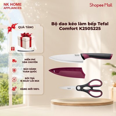 Bộ dao kéo làm bếp Tefal Comfort K250S225 - Dao 15cm - Tay cầm Bakelite - Bảo hành 24 Tháng