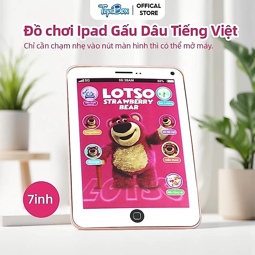 Đồ Chơi iPad Mèo Tôm, Gấu Lotso, Kuromi Cảm Ứng Thông Minh Cho Bé,  Có Âm Thanh Kể Chuyện