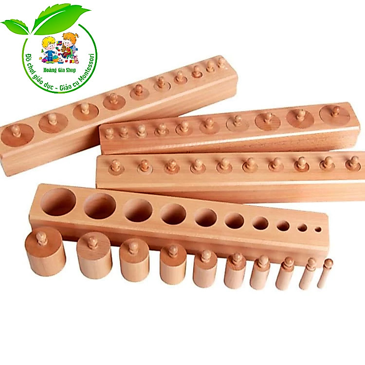 Bộ 4 khối trụ có núm Montessori - Cylinder blocks