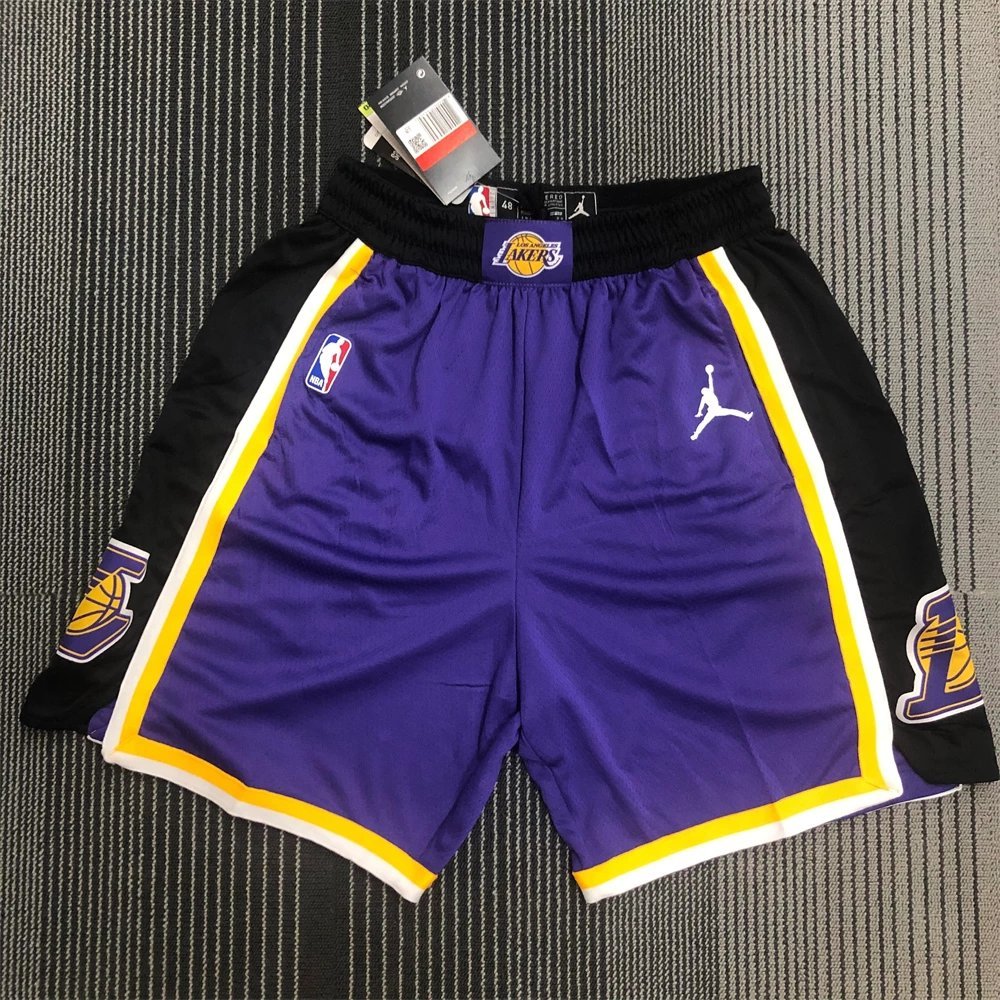 21 Seasons Lakers Quần short hình thang màu tím Quần short dây rút thể thao năm điểm