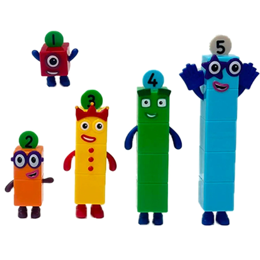 Cartoon Number Block Action Figures 1 To 5 Set Early Math Recognition Toy Preschool Educational