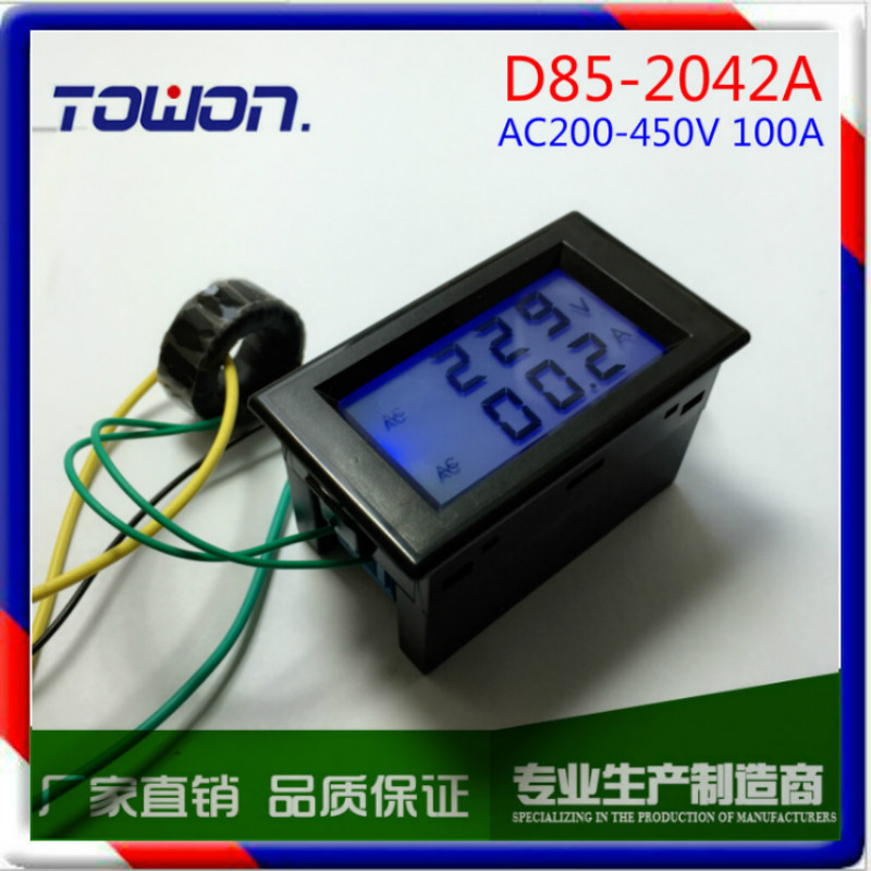 D85-2042A AC200-450V AC100A 200A Màn hình kỹ thuật số Ampe kế điện áp AC kỹ thuật số
