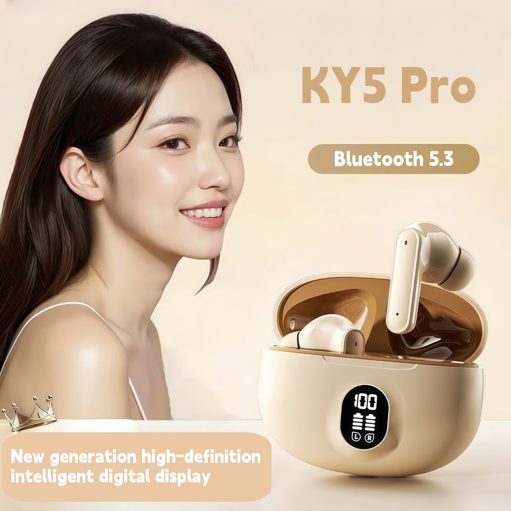 Tai nghe nhét tai Bluetooth 5.3 không dây KY5 Pro, có màn hình LED kỹ thuật số sạc
