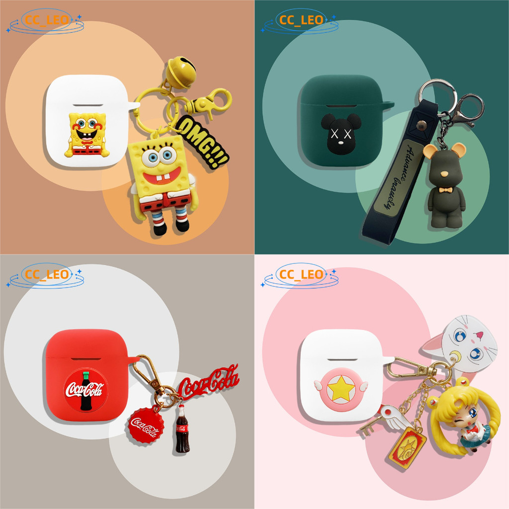 For Sennheiser ACCENTUM Open Case Cartoon Creative Coffee Bear Keychain Pendant Cute Pendant Silicon