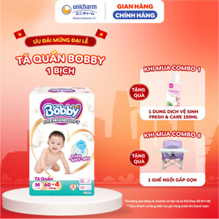 [Tặng 4 miếng] Tã quần Bobby Premium Soft size M60/L56/XL52/XXL48 miếng