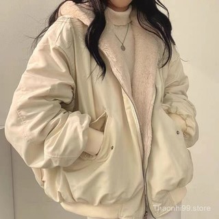  Áo khoác bomber lót lông mũ trùm form rộng sành điệu siêu ấm cho mùa đông 