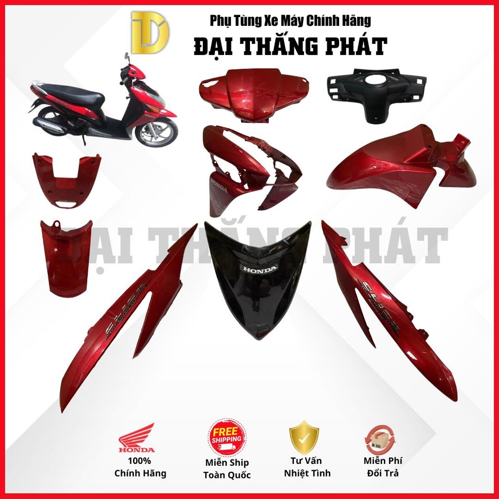 (Có bán lẻ) Dàn áo xe Click 110cc KVB (2006-2010) - Màu Đỏ - R313C chính hãng Honda