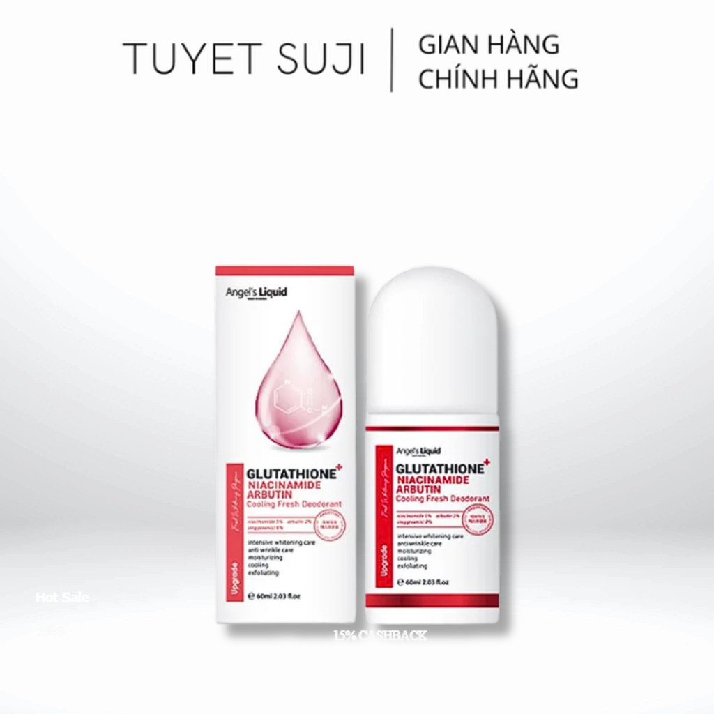 Lăn Khử Mùi Dưỡng Trắng Giảm Thâm Angel's Liquid Glutathione 60ml