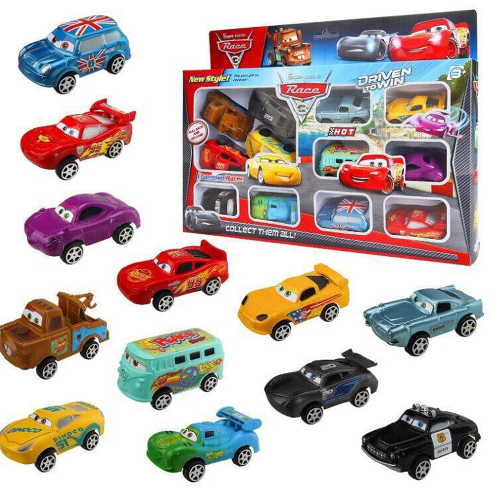 12pcs  McQueen Toys Model Super Racing Cars Pull Back Toy