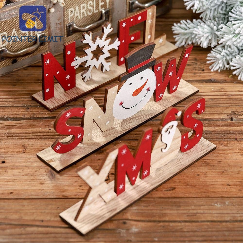 POINTER GIỚI HẠN Chữ Đồ Trang Trí Giáng Tuyết Noel Bằng Gỗ Phụ Kiện Nhà Trang Trí Bàn Bố Trí Cảnh Ti
