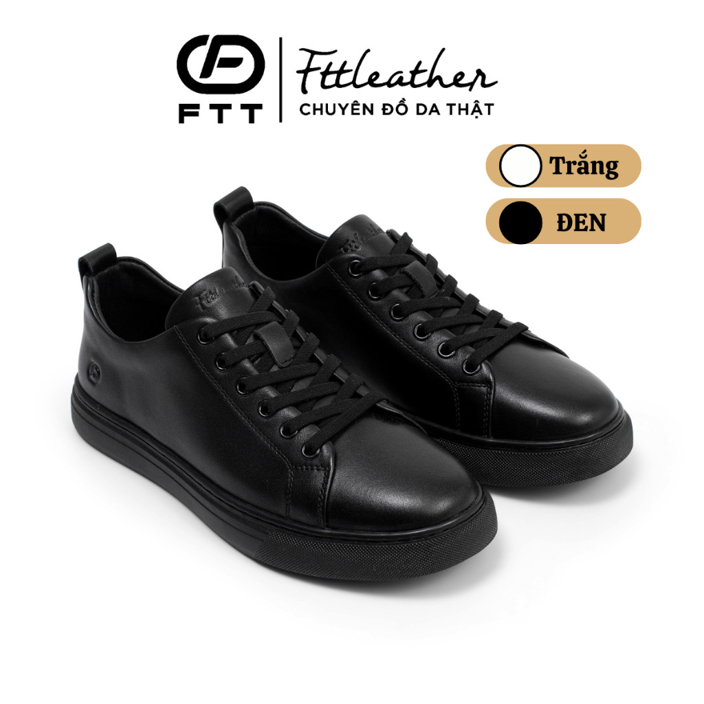 Giày sneaker da thật chính hãng Fttleather, giày thể thao nam cao cấp màu trắng đế đi êm ái F907