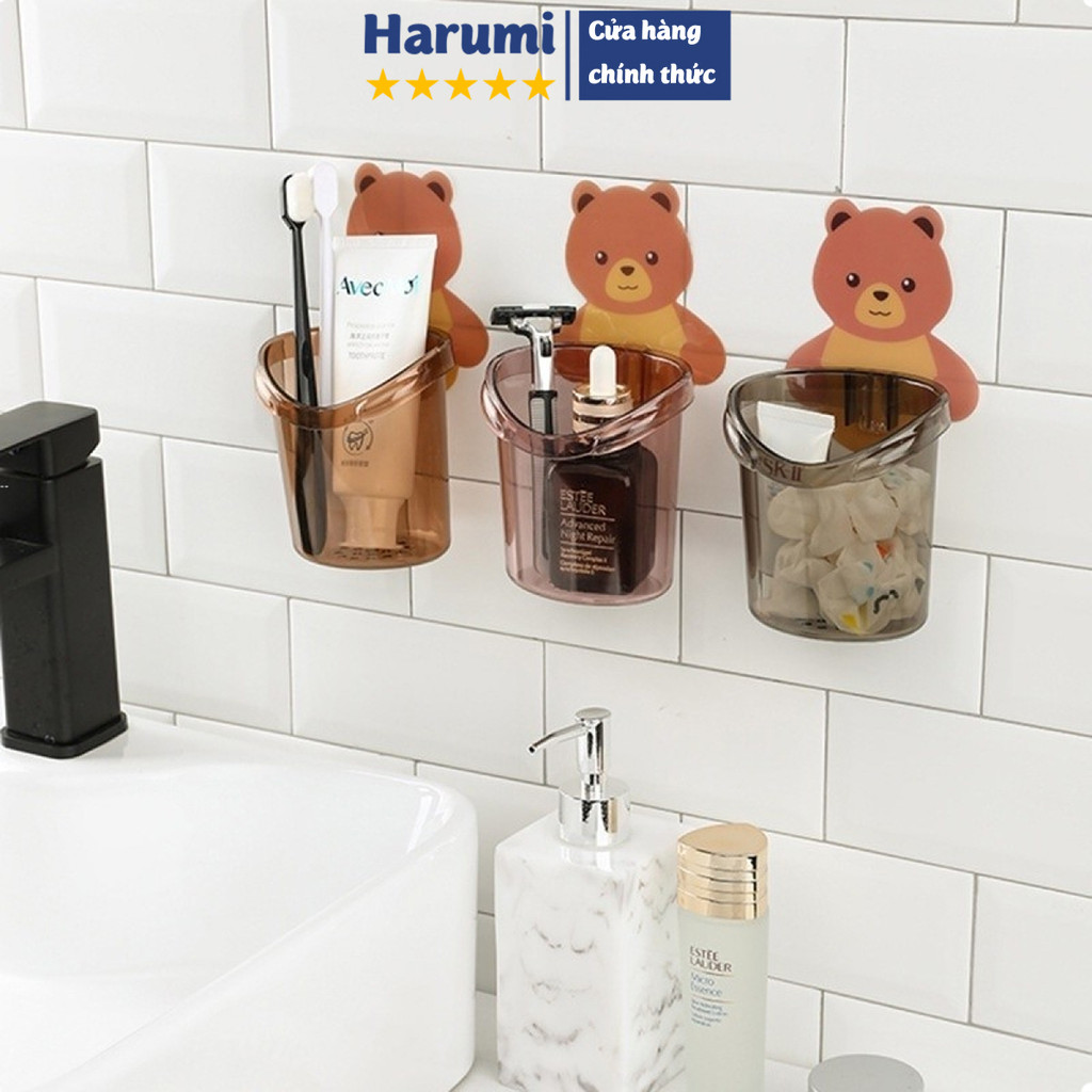 Giá Treo Bàn Chải, Cốc Gấu Dán Tường Để Bàn Chải đánh Răng Siêu Xinh