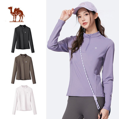 CAMEL CROWN  Bộ Quần Áo Thể Thao Nhanh Khô, Cổ Đứng Ôm, Phù Hợp Tập Thể Dục