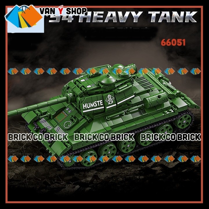 Mô hình Xe Tăng Quân đội Thế Chiến Hạng Nhẹ cơ động Mô hình quân sự Sáng tạo T34 66051