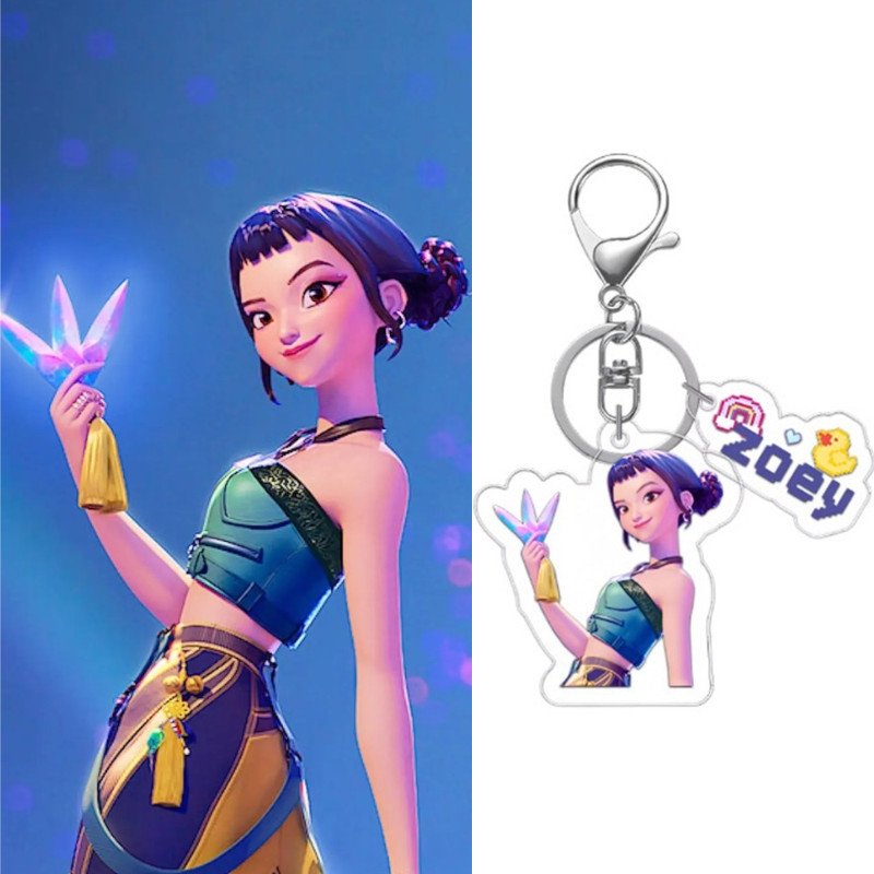 Demon Hunters Acrylic Keychain Anime Figure Key Ring Birthday Christmas Carnival Prizes Party Gifts 