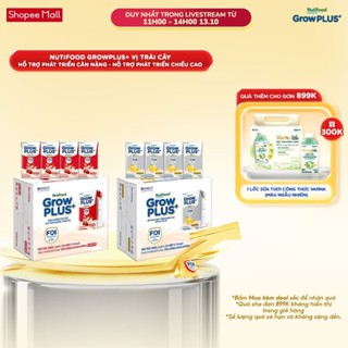 Combo 2 Thùng 24 hộp Sữa bột pha sẵn Nutifood Sweden GrowPLUS+ Vị Dâu 110ml & Vị Chuối 110ml