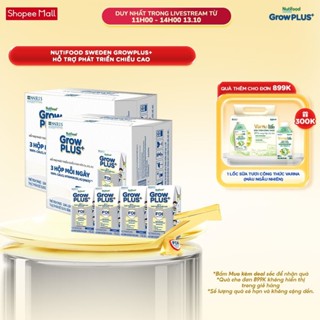 Combo 2 Thùng 24 Hộp Sữa Bột Pha Sẵn Nutifood Sweden GrowPLUS+ Cao lớn vượt trội hộp 110 ml