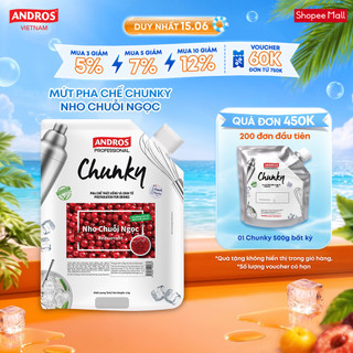 Mứt trái cây pha chế nho chuỗi ngọc - có miếng trái cây thật - nguyên liệu pha chế - andros chunky - 1kg