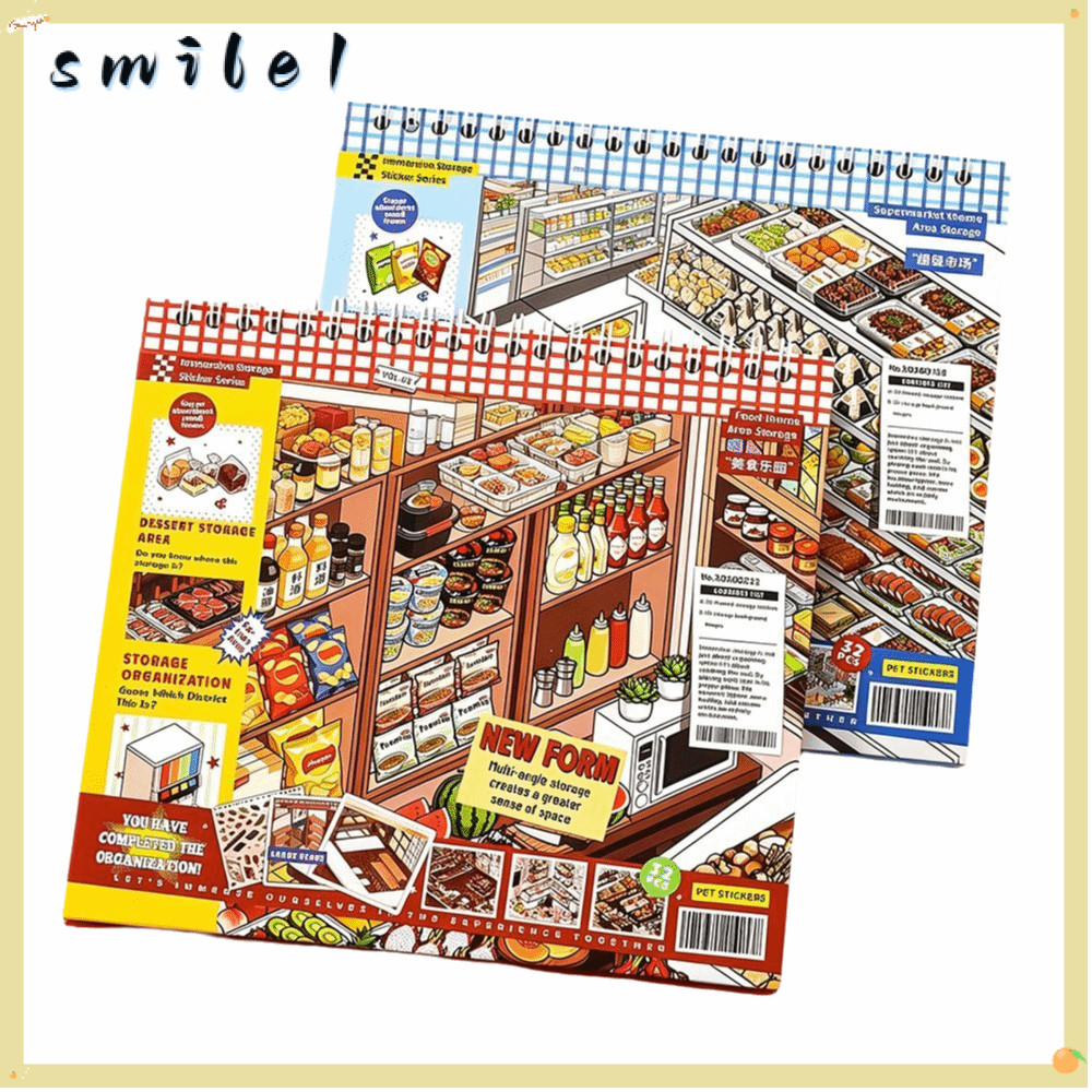 Sách nhãn dán thu nhỏ SMILE, Sách dán lưu trữ thấm hút siêu thị Gourmet Paradise, Hình minh họa tinh