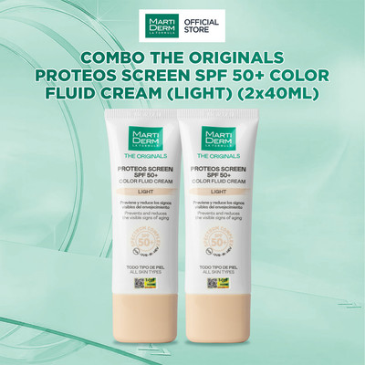 Combo 2 Kem Chống Nắng Ngừa Sạm Nám MartiDerm The Originals Proteos Screen SPF50+ Color Fluid Cream (Light) (40ml)