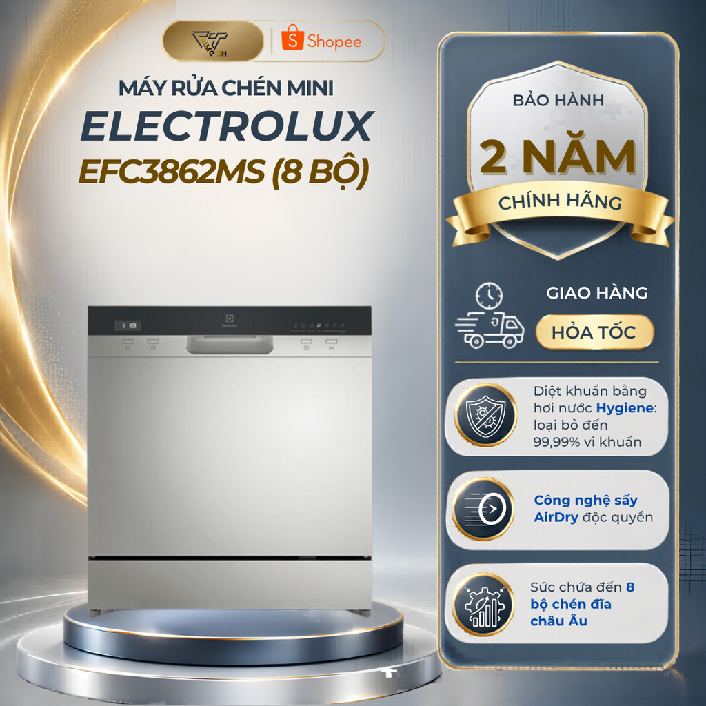 Máy Rửa Chén Mini Electrolux 8 bộ EFC3862MS - Bảo Hành 24 Tháng