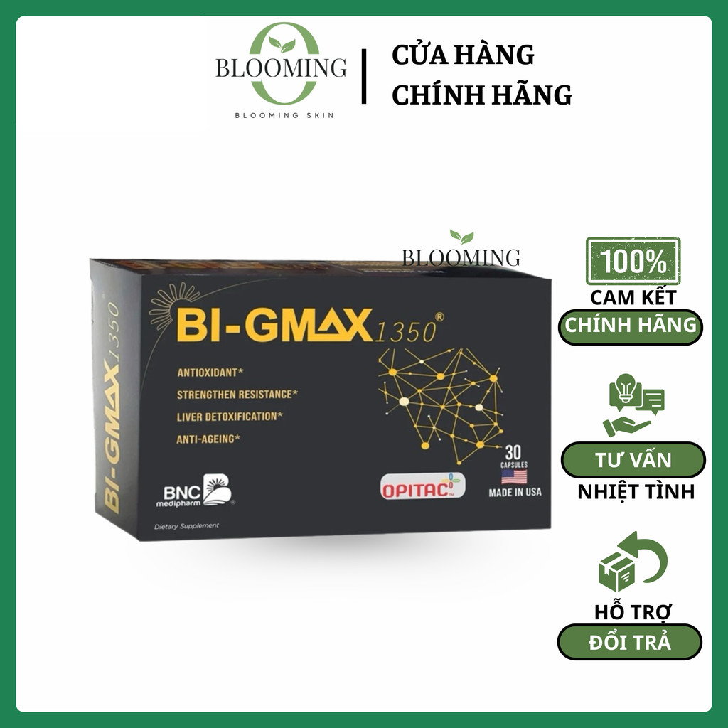 Viên Uống Chống Oxy Hóa BNC Medipharm Bi Gmax 1350 Hỗ Trợ Tăng Cường Đề Kháng, Bảo Vệ Tế Bào 30 Viên