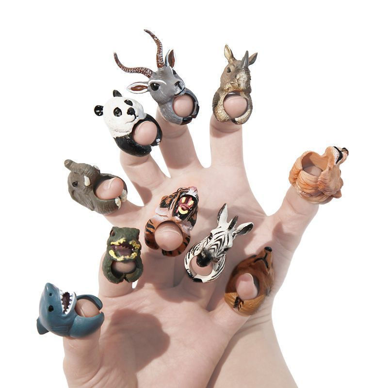 TQ~Simulated animal rings are toys that children can put on their fingers, mini finger puppets, fing