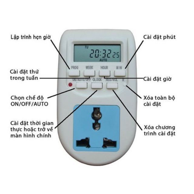 [AL-06] Ổ cắm hẹn giờ - Timer hẹn giờ  16 chu kỳ trong ngày