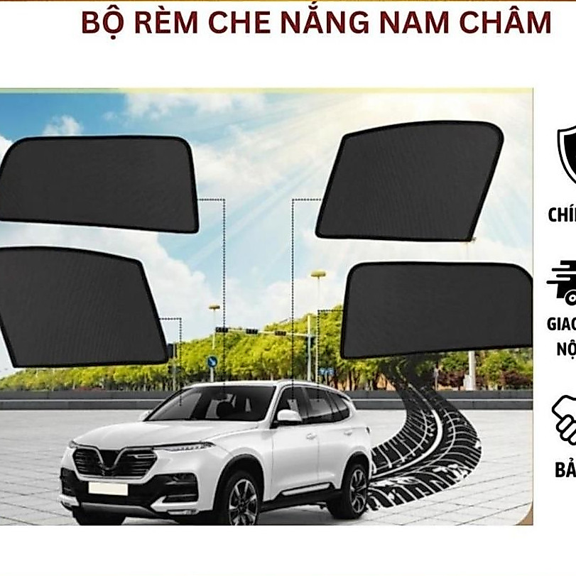 Rèm che nắng ô tô cao cấp hút nam châm, kèm chân gài