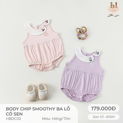 BỘ BODYCHIP BA LỖ CỔ SEN DÀNH CHO BÉ LIL LITTLE LOVE [SIÊU MỀM, MÁT, MỊN CO DÃN VÀ THẤM HÚT TỐT]SZ 1/3M - 9/12M (HBDC02)
