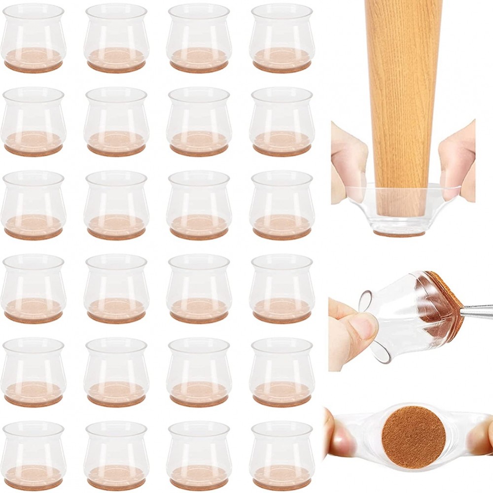 [DOLLDOLL-VN]Chair Leg Floor Protectors with Felt Pads Upgraded Version (24 Pieces)