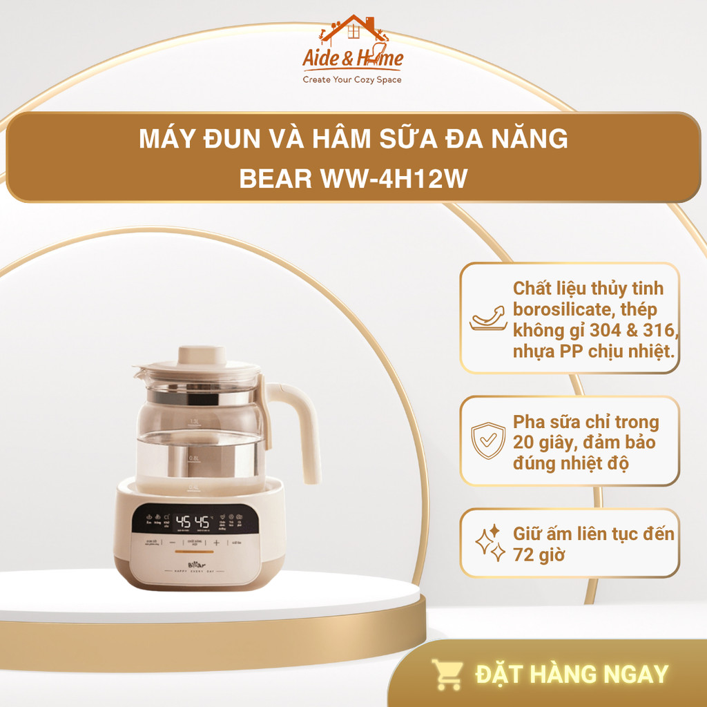 Máy đun nước hâm sữa Bear WW-4H12W - Bảo Hành Chính Hãng 18 tháng