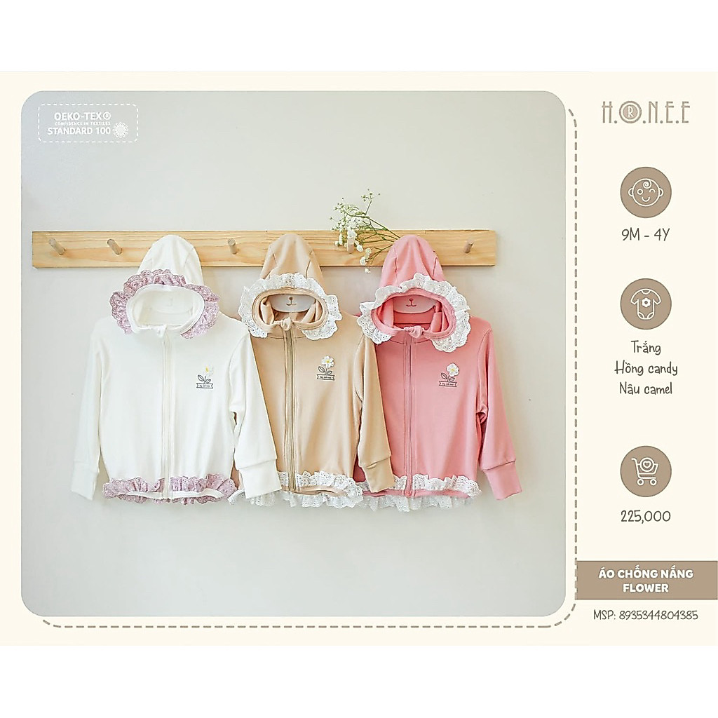HRNEE Áo chống nắng / áo khoác Flower thương hiệu Hrnee cho bé