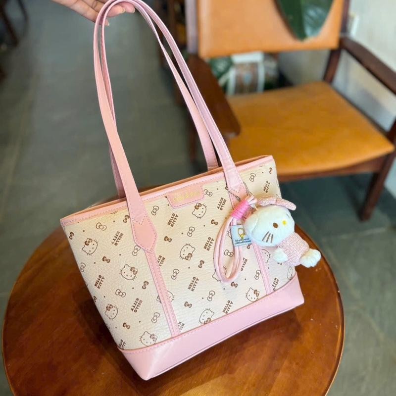 Túi tote Hello Kitty nữ cute 3 màu lựa chọn kèm móc mèo xinh xắn LN26
