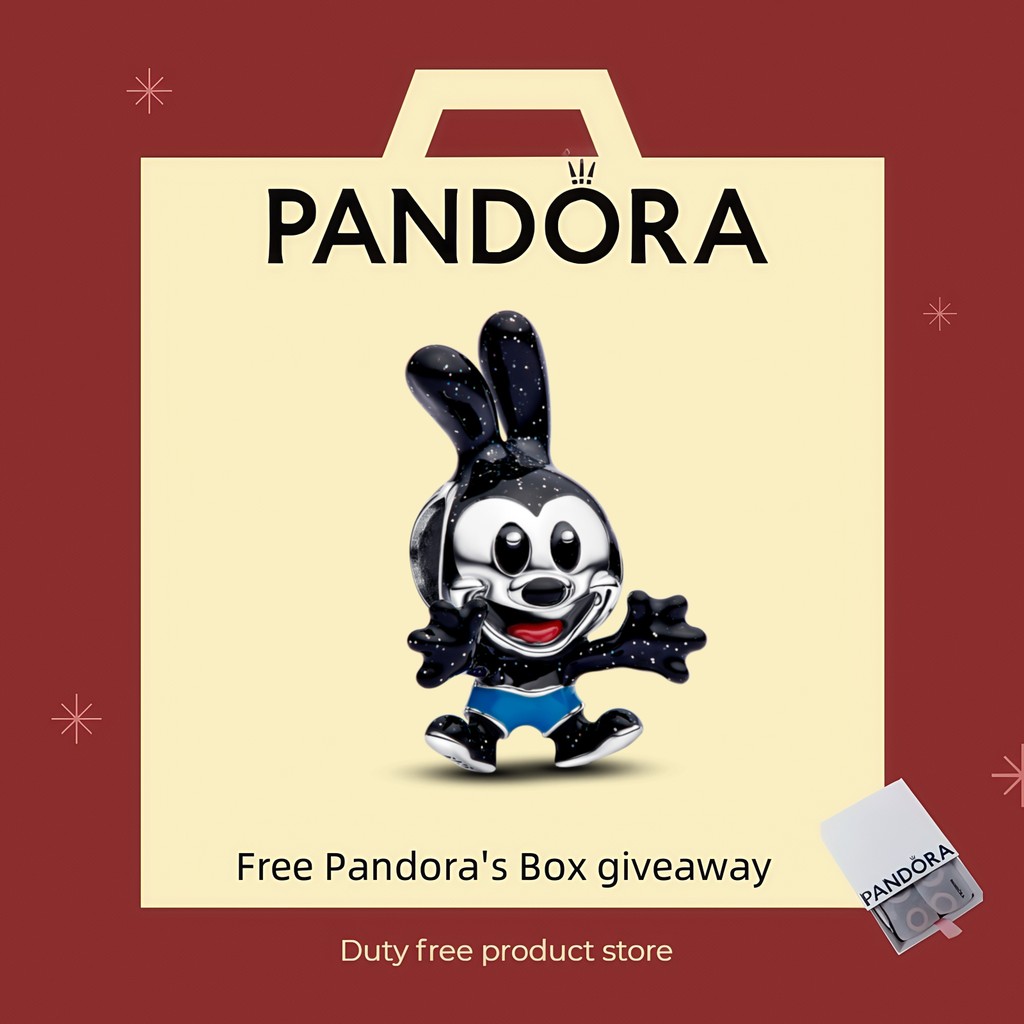 Pandora 100% 925 Trang Sức Bạc Bộ Cặp Đôi Tinh Tế Disney Oswald Thỏ May Mắn Quyến Rũ 794021C01