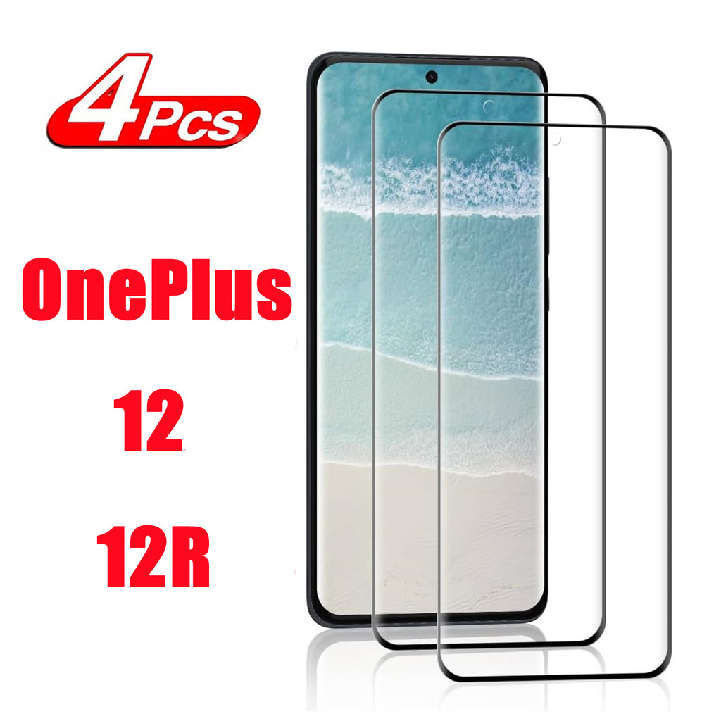 4 Cái Cho OnePlus 12 12R Tất Cả Được Che Trong Kính Cường Lực Cho OnePlus 12 3D Bảo Vệ Màn Hình Kính