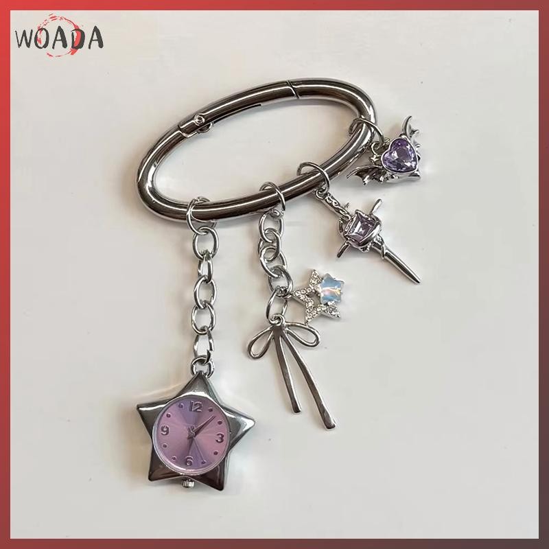 WOADA Retro Star Watch Móc khóa Y2K Carabiner Mặt dây chuyền Túi đôi Charm Phụ kiện trang trí VN