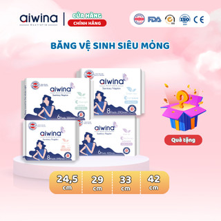 Băng vệ sinh AIWINA siêu mỏng ban ngày 24.5cm, ban đêm 29cm/33cm/42cm