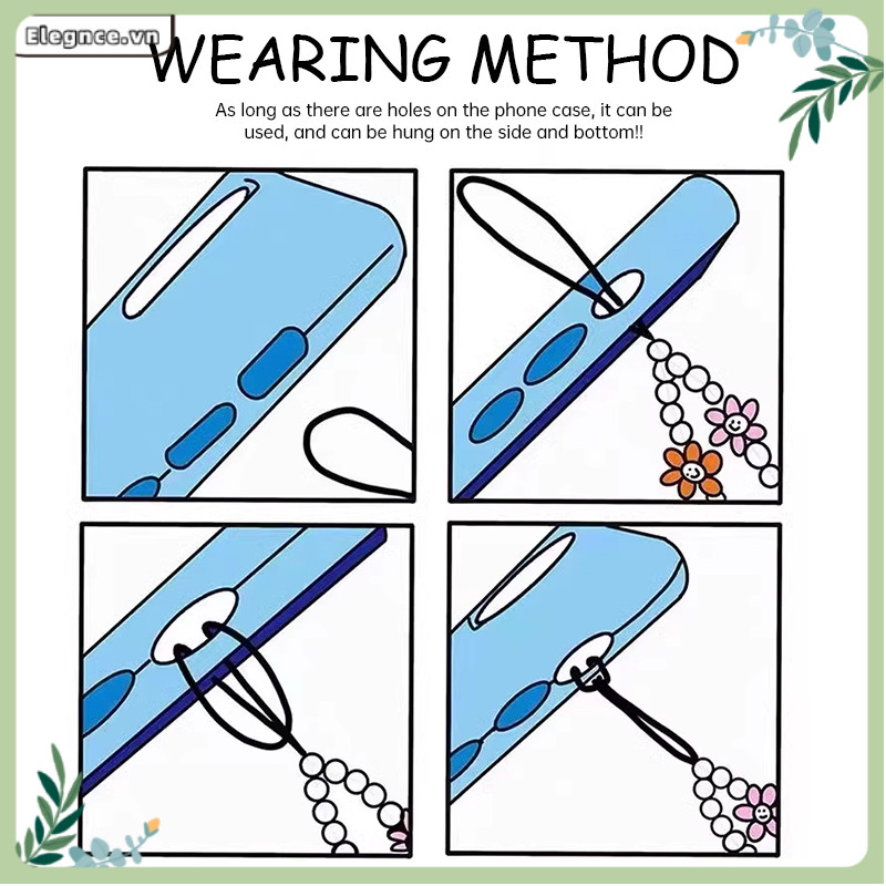 【Elevn】Dây đeo điện thoại chống mất phong cách cổ tích ngọt ngào kèm mặt dây chuyền đính hạt | BigBuy360 - bigbuy360.vn