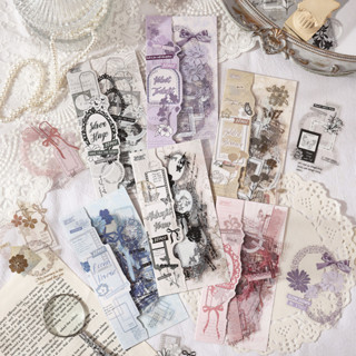  Journamm 10 Chiếc Sổ Lưu Niệm Dán Vintage Ren Hoa Thêu Sò Rác Tạp Chí Thủ Công Tôn Trang Trí Dán 