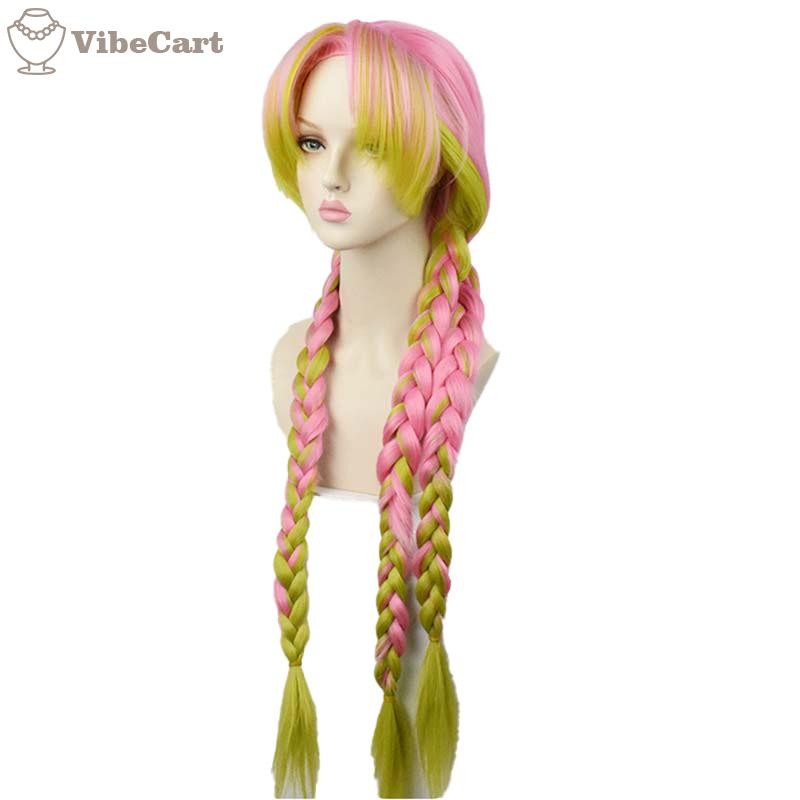 VibeCart tóc giả cosplay Demon Slayer Kanroji Mitsuri - Phù hợp cho cosplay và biểu diễn khiêu vũ