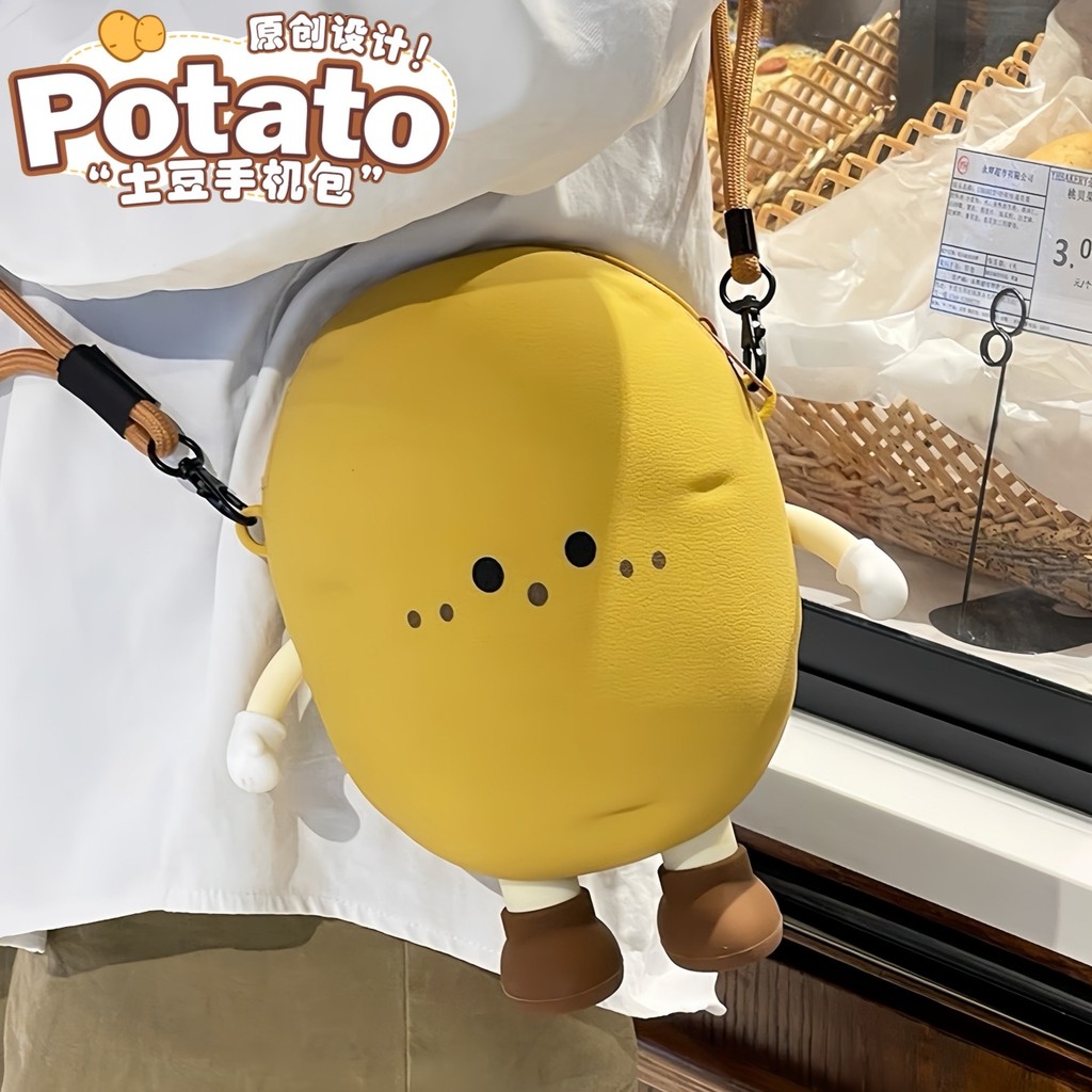 klowre Túi đựng điện thoại di động khoai tây dễ thương bằng silicon Túi đeo vai nữ Túi hoạt hình dung tích lớn