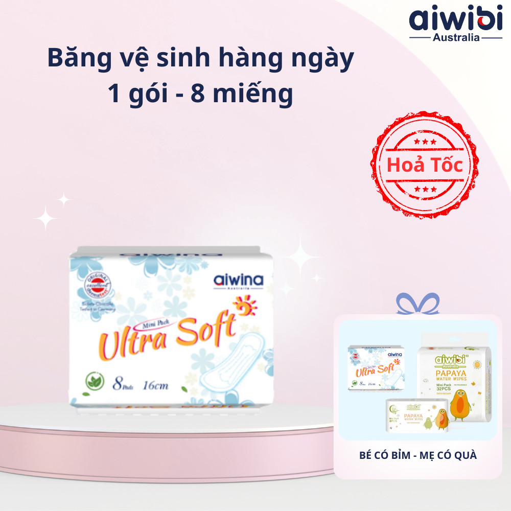 Băng vệ sinh AIWINA siêu mềm hàng ngày  16cm (1 gói x 8 miếng)