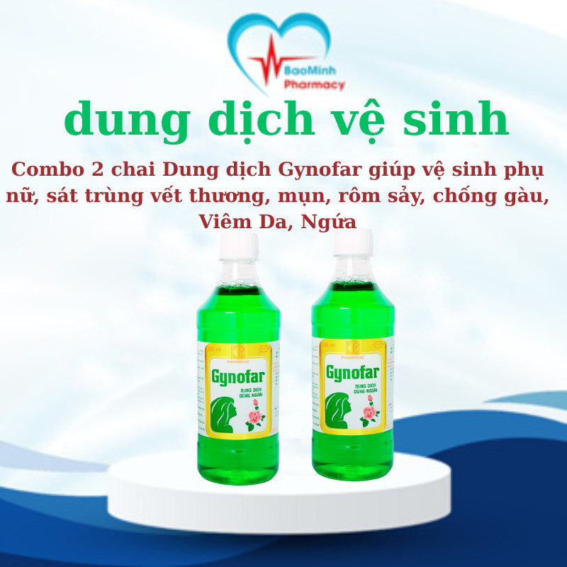 Combo 2 GYNOFAR Dung Dịch Vệ Sinh Nữ, Hỗ Trợ Trị Mụn Lưng, Viêm Nang Lông Hiệu Quả - Chai 500ml